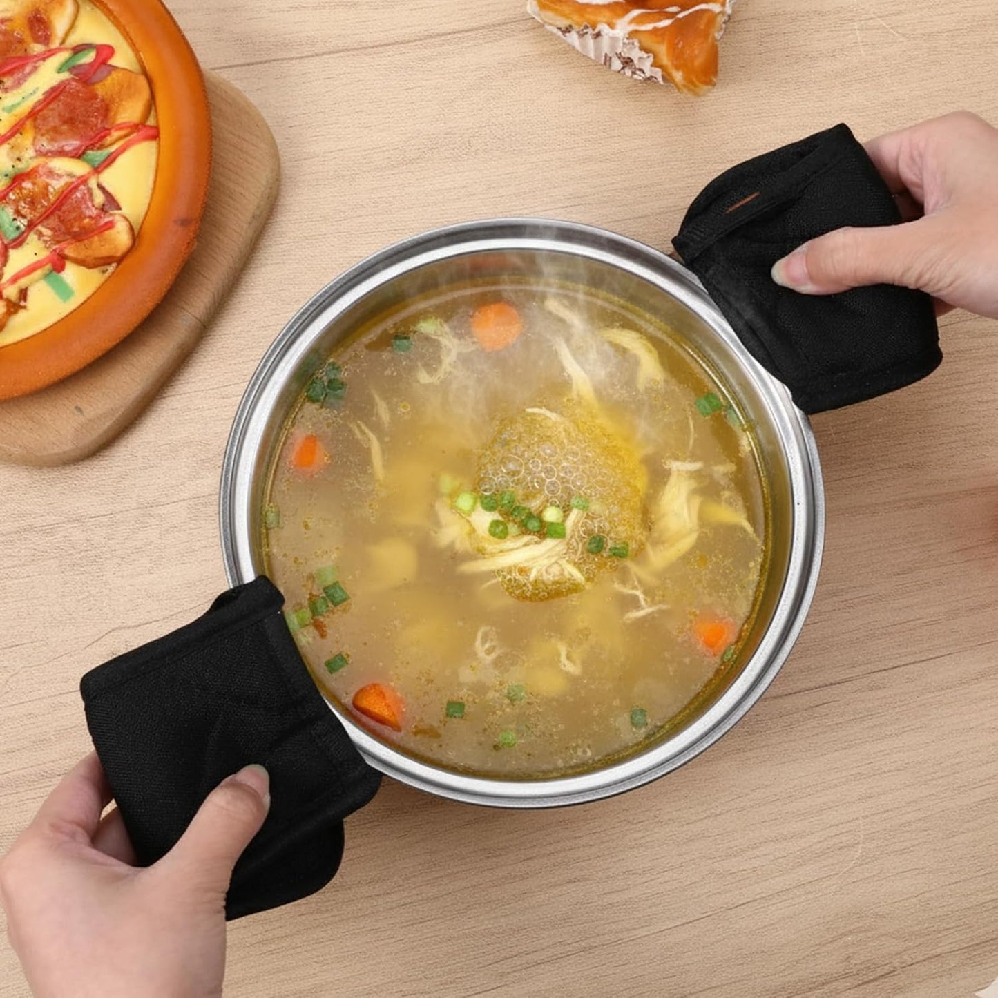 Xindojuz 4 PCS Cast Iron Skillet Handle Covers, Pan Pot Handle Holders Heat Resistant Non-Slip Cotton Cast V1258-DP02-B-1526