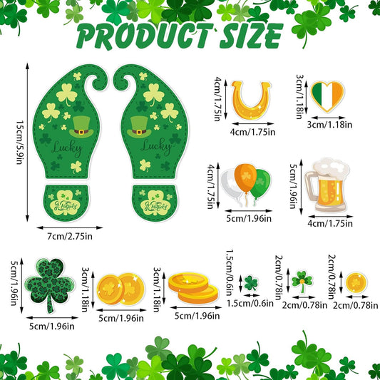 10 Sheets 150 Pcs Leprechaun Footprints Floor Decals Stickers St. Patrick's Day Decorations Shamrock Self V1258-DP02-B-1534