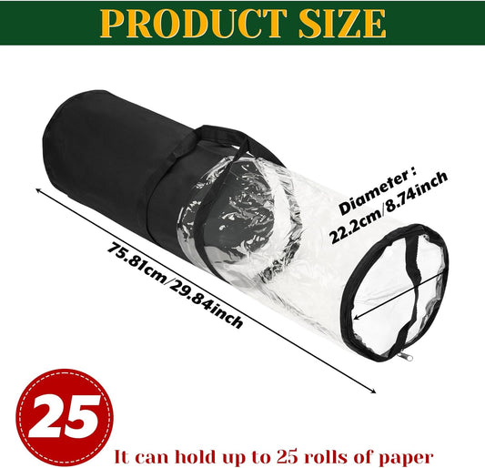 Homakover Clear PVC Christmas Wrapping Paper Organizer Storage, 30" Gift Wrap Organizer Zippered Storage, Fit V1258-DP02-B-1537