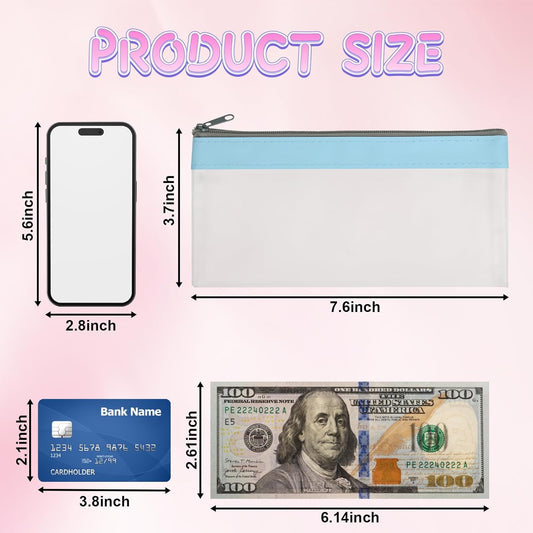 4 Pack Multi-Purpose Money Pouch, Cash Envelopes with Zipper, Money Bags Clear Bank Deposit Coin Bag for V1258-DP02-B-1538