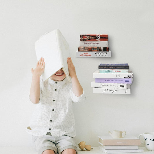 Homakover Invisible Floating Bookshelves, Heavy-Duty Book Organizers, Wall Mounted Bookshelf, Iron Storage V1258-DP02-B-1542