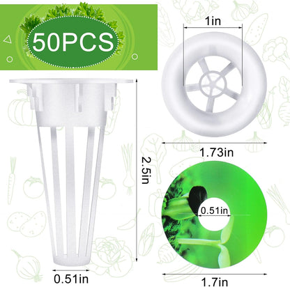 Cunhill 100 Pcs Hydroponic Growing Kit Include 50 Pcs Plant Replacement Basket Containers and 50 Pcs Seed Pot V1258-DP02-B-1546