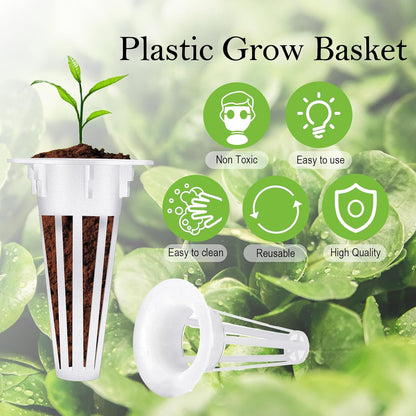 Cunhill 100 Pcs Hydroponic Growing Kit Include 50 Pcs Plant Replacement Basket Containers and 50 Pcs Seed Pot V1258-DP02-B-1546