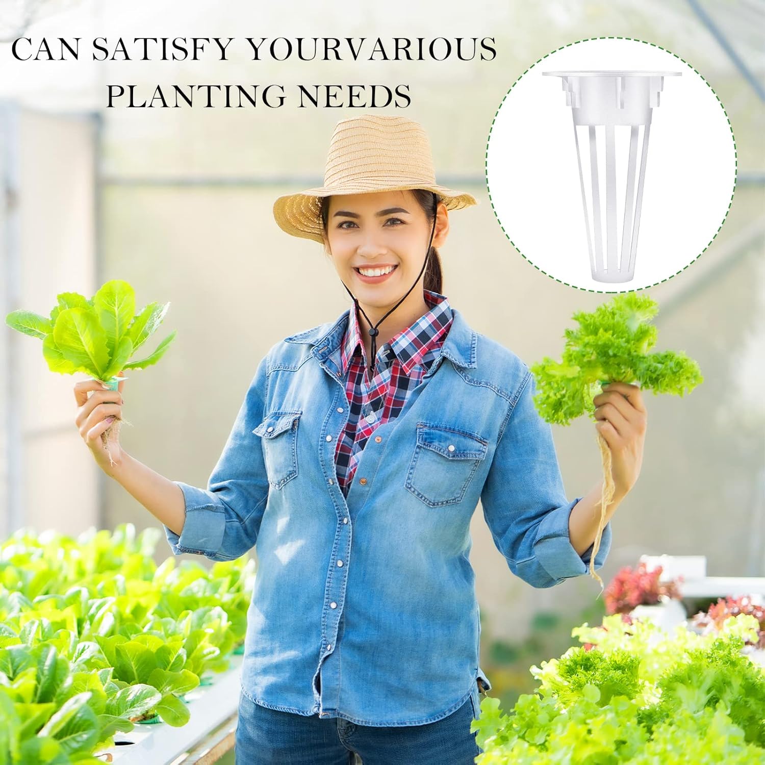 Cunhill 100 Pcs Hydroponic Growing Kit Include 50 Pcs Plant Replacement Basket Containers and 50 Pcs Seed Pot V1258-DP02-B-1546