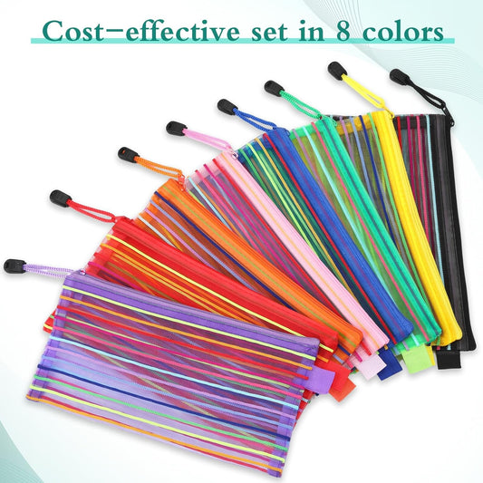 Glenmal 16 Pack Zipper Mesh Pouch Pencil Pouches Cases Multipurpose Storage Bag Travel Bags for Office V1258-DP02-B-1549
