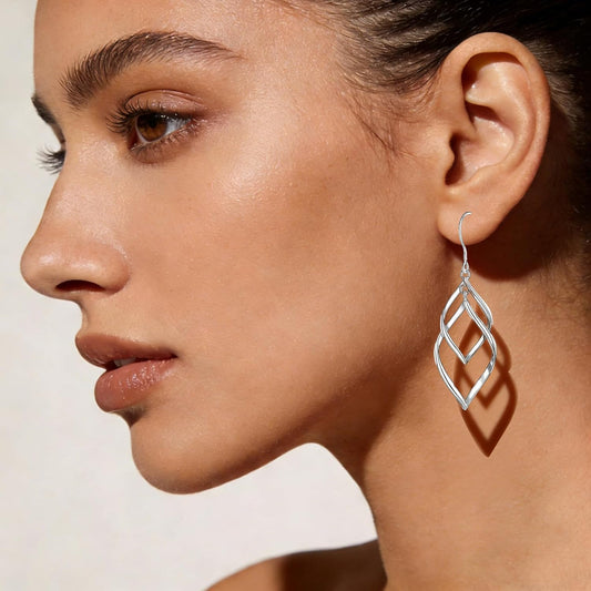 Sterling Silver Dangle Earrings for Women, 14k Gold Plated Double Linear Drop Statement Earrings Anniversary V1258-DP02-B-1550