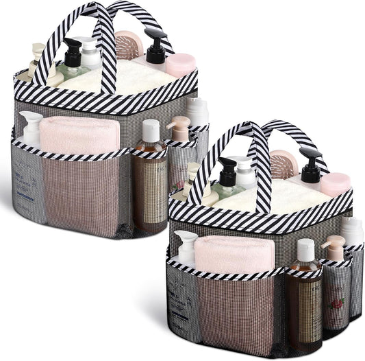 2 Pack Mesh Shower Caddy Portable for College Dorm Room Essentials with 8 Pockets, Hanging Shower Caddy Dorm V1258-DP02-B-1551