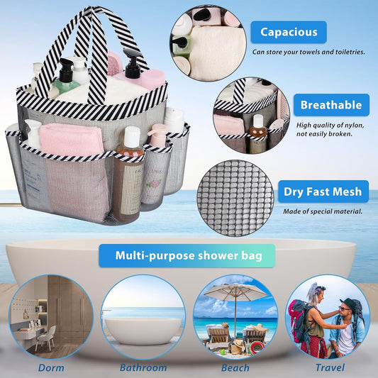 2 Pack Mesh Shower Caddy Portable for College Dorm Room Essentials with 8 Pockets, Hanging Shower Caddy Dorm V1258-DP02-B-1551