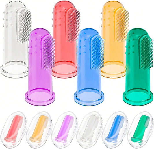 Baby Toothbrush Set, 6 Pcs Soft Infant Finger Toothbrush with 6 Boxes, Neorns Toddler Silicone Baby Tooth V1258-DP02-B-1553