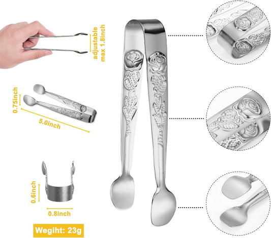 6PCS Mini Serving Tongs 5-Inch Small Sugar Tongs, Tiny Stainless Steel Kitchen Tong for Appetizers, Tea V1258-DP02-B-1557