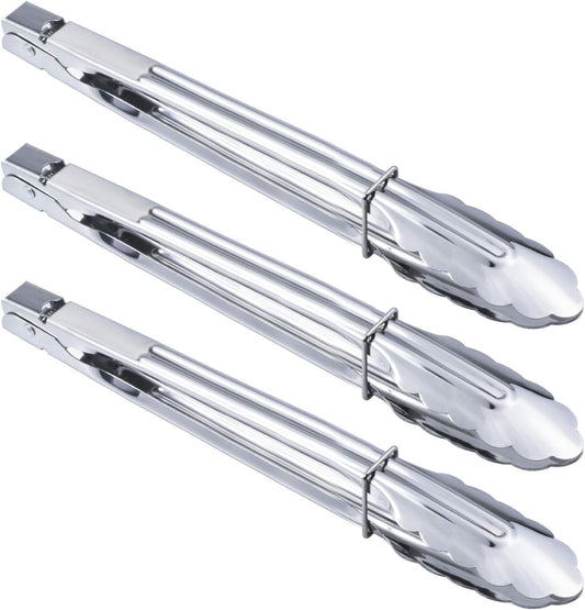 Stainless Steel Serving Tongs Grilling Tongs for Cooking Camping Barbecue (12-Inch 3 Pieces) V1258-DP02-B-1558