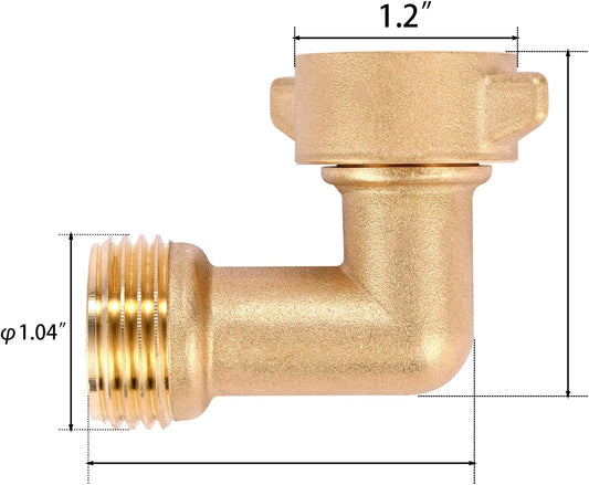 2 Pack Garden Hose Elbow Connector 90 Degree, 3/4" Heavy Duty Brass Adapter With 4 O-rings, Solid Brass V1258-DP02-B-156