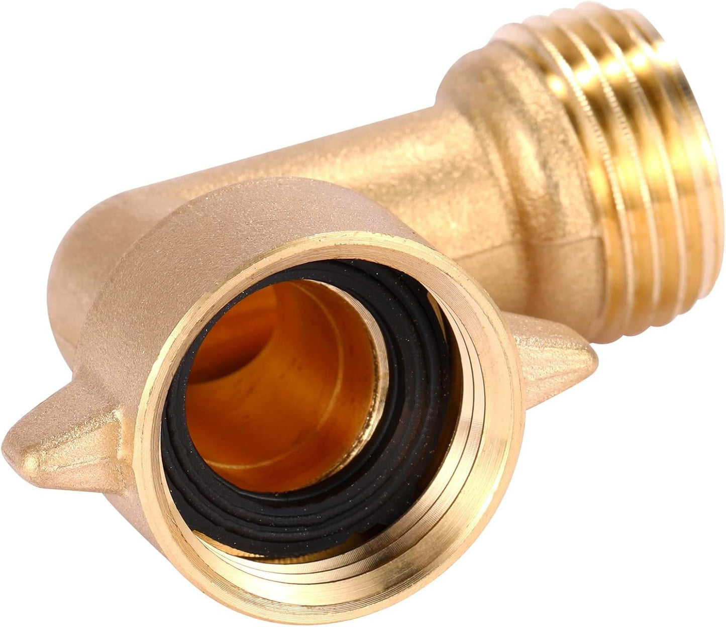 2 Pack Garden Hose Elbow Connector 90 Degree, 3/4" Heavy Duty Brass Adapter With 4 O-rings, Solid Brass V1258-DP02-B-156