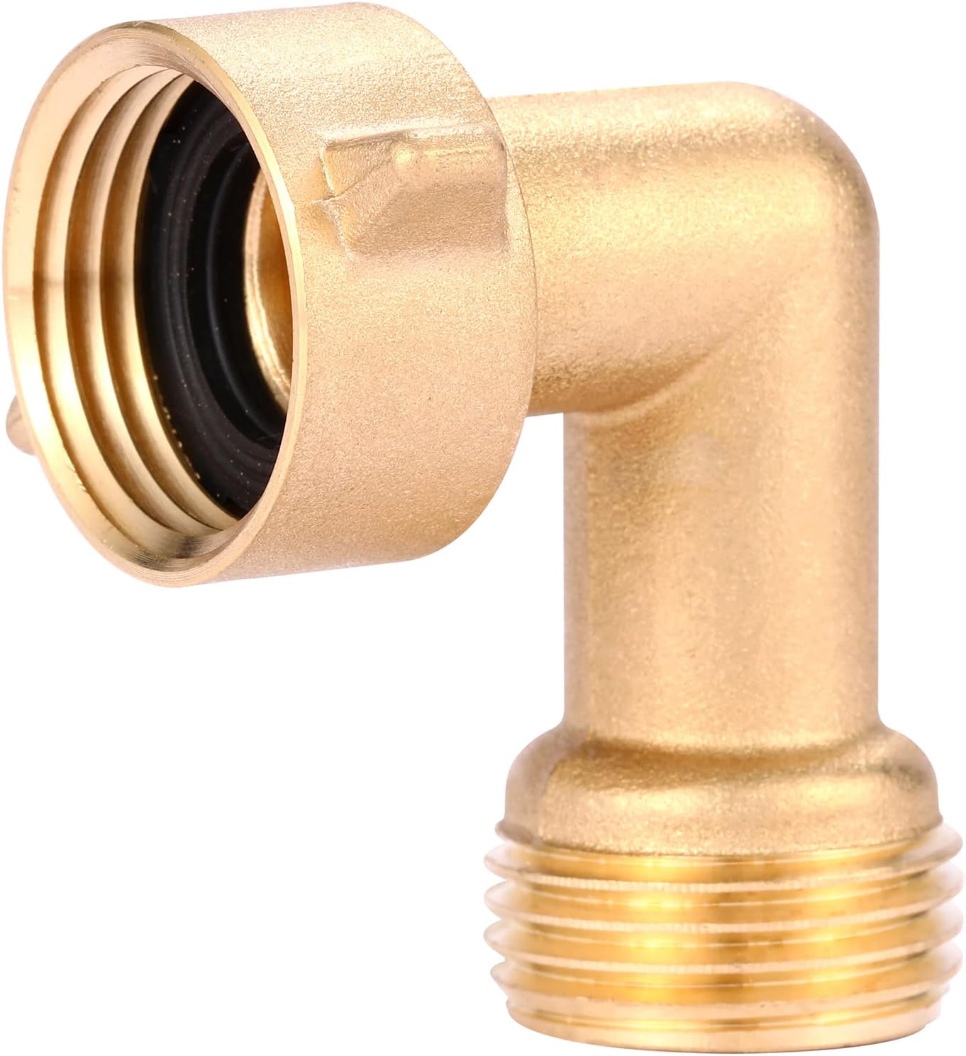 2 Pack Garden Hose Elbow Connector 90 Degree, 3/4" Heavy Duty Brass Adapter With 4 O-rings, Solid Brass V1258-DP02-B-156