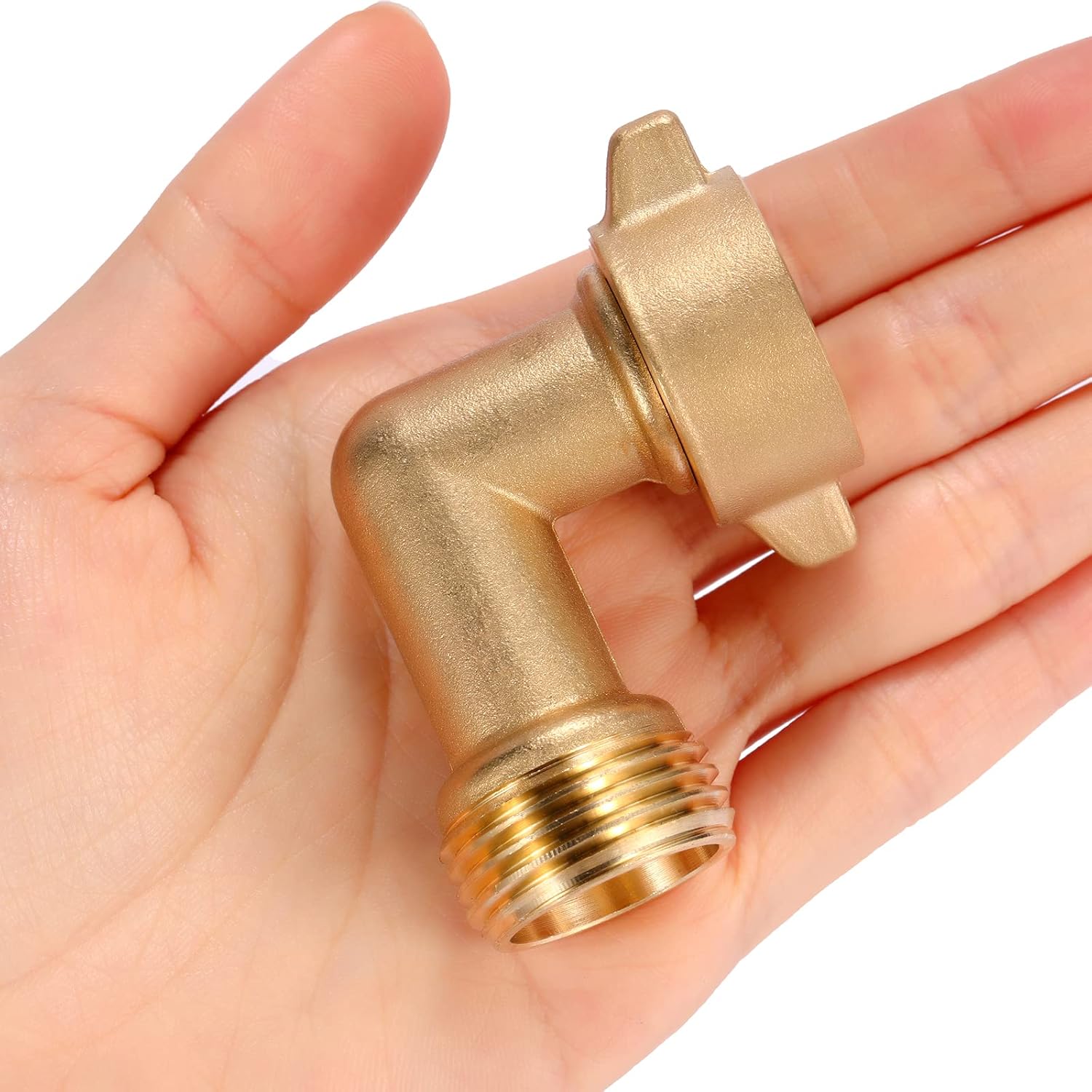 2 Pack Garden Hose Elbow Connector 90 Degree, 3/4" Heavy Duty Brass Adapter With 4 O-rings, Solid Brass V1258-DP02-B-156
