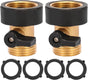 Water Hose Shut Off Valve, 2 Pack Heavy Duty 3/4 Inch Solid Brass Garden Hose Connector V1258-DP02-B-157