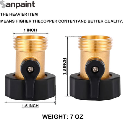 Water Hose Shut Off Valve, 2 Pack Heavy Duty 3/4 Inch Solid Brass Garden Hose Connector V1258-DP02-B-157