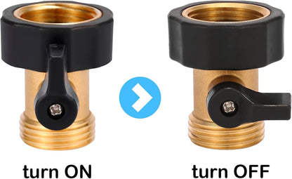 Water Hose Shut Off Valve, 2 Pack Heavy Duty 3/4 Inch Solid Brass Garden Hose Connector V1258-DP02-B-157