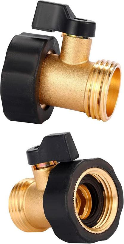 Water Hose Shut Off Valve, 2 Pack Heavy Duty 3/4 Inch Solid Brass Garden Hose Connector V1258-DP02-B-157