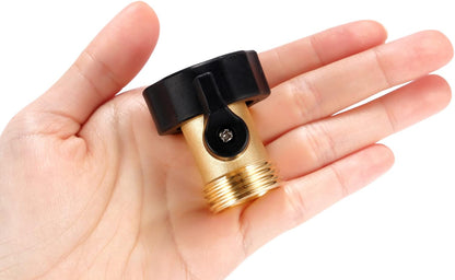 Water Hose Shut Off Valve, 2 Pack Heavy Duty 3/4 Inch Solid Brass Garden Hose Connector V1258-DP02-B-157