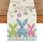 Buffalo Plaid Bunny Egg Carrot Easter Table Runner, Seasonal Spring Kitchen Dining Table Decoration for Home V1258-DP02-B-1579