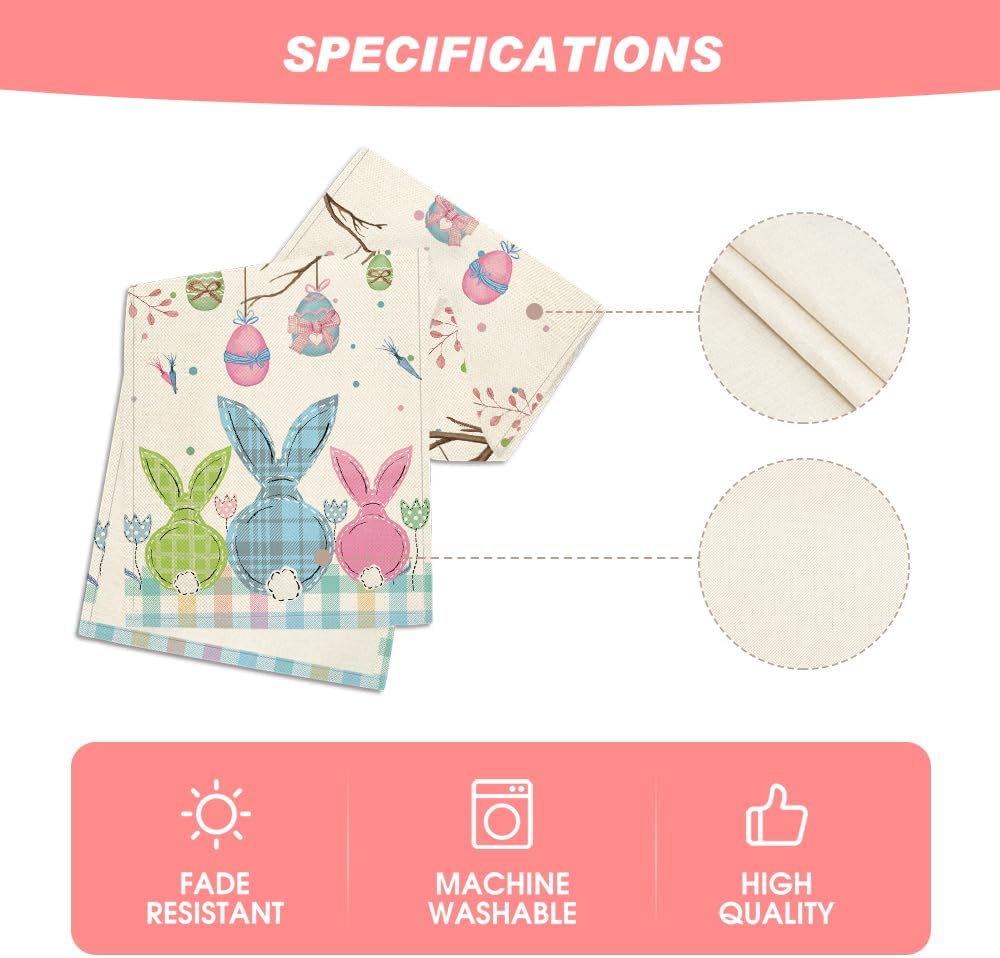 Buffalo Plaid Bunny Egg Carrot Easter Table Runner, Seasonal Spring Kitchen Dining Table Decoration for Home V1258-DP02-B-1579