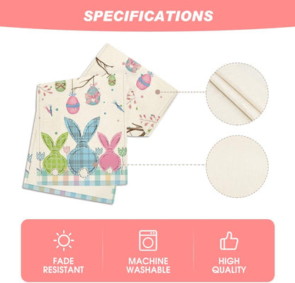 Buffalo Plaid Bunny Egg Carrot Easter Table Runner, Seasonal Spring Kitchen Dining Table Decoration for Home V1258-DP02-B-1579