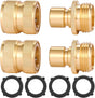3/4 Inch Brass Garden Hose Fitting Quick Connector Male and Female Set, 2 Set V1258-DP02-B-158