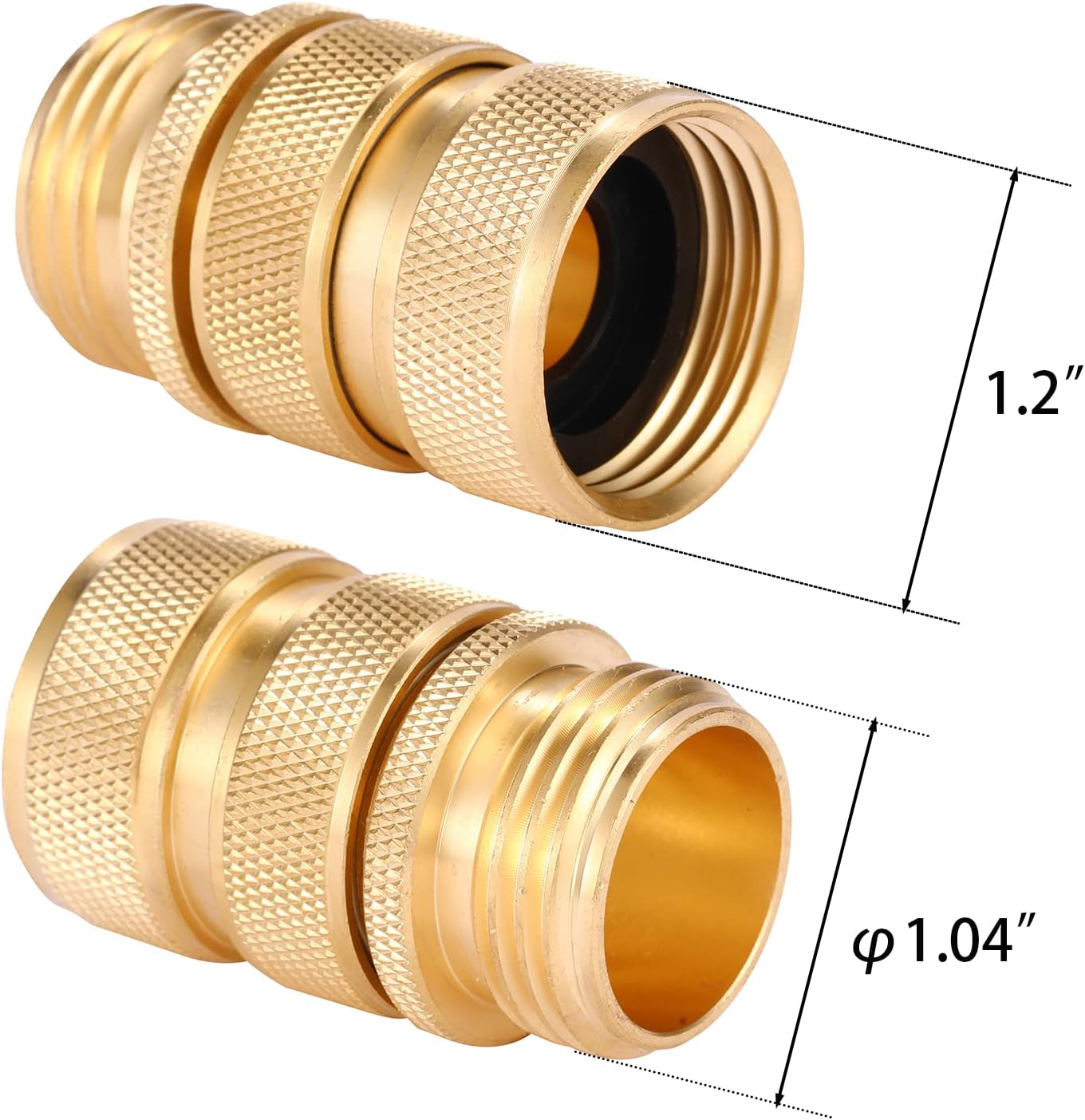 3/4 Inch Brass Garden Hose Fitting Quick Connector Male and Female Set, 2 Set V1258-DP02-B-158