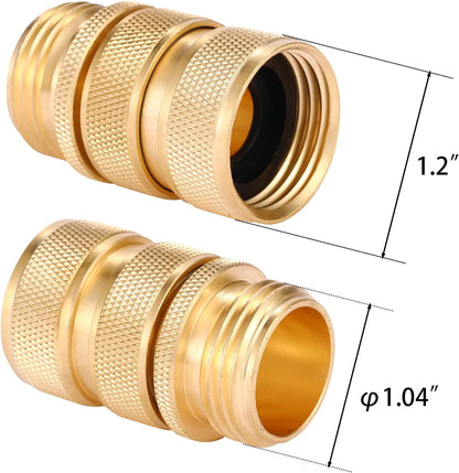 3/4 Inch Brass Garden Hose Fitting Quick Connector Male and Female Set, 2 Set V1258-DP02-B-158