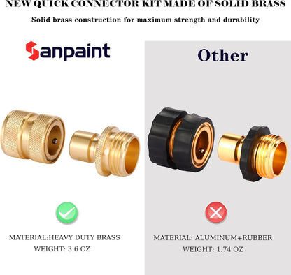 3/4 Inch Brass Garden Hose Fitting Quick Connector Male and Female Set, 2 Set V1258-DP02-B-158