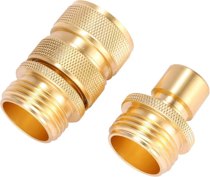 3/4 Inch Brass Garden Hose Fitting Quick Connector Male and Female Set, 2 Set V1258-DP02-B-158