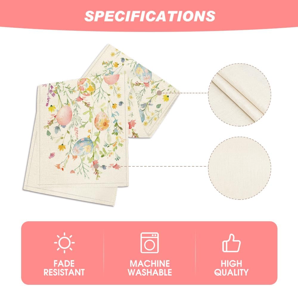 Wild Flowers Eggs Easter Table Runner,Seasonal Spring Floral Kitchen Dining Table Decoration for Home Party V1258-DP02-B-1582