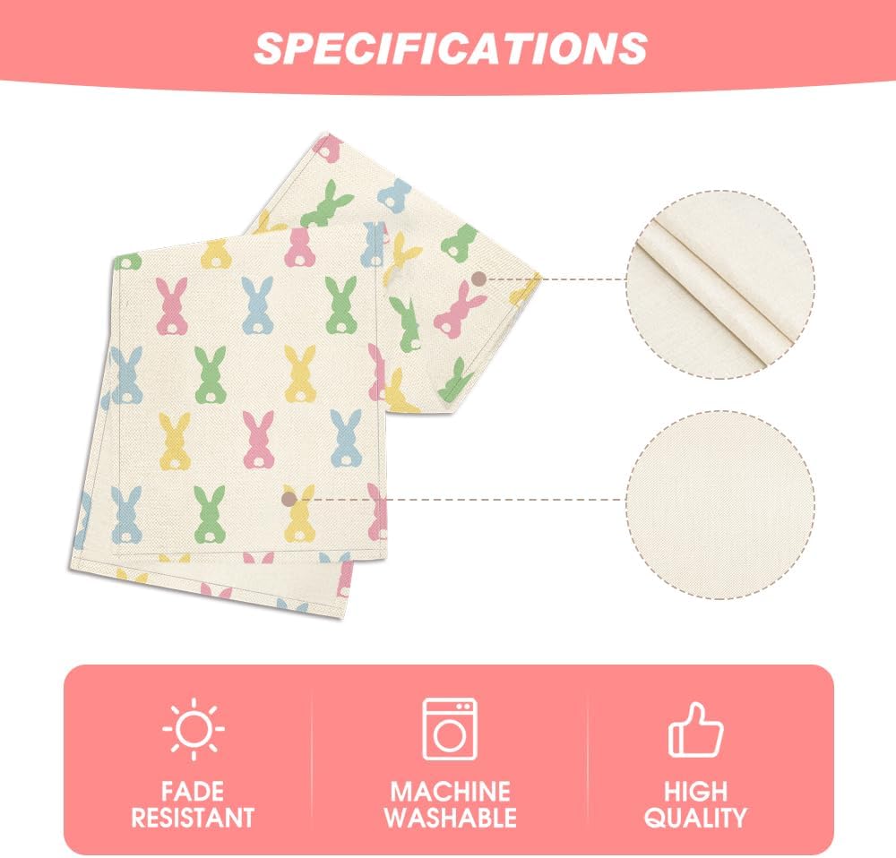 Green Pink Bunny Rabbit Easter Table Runner, Spring Kitchen Dining Table Decoration for Home Party Decor V1258-DP02-B-1583