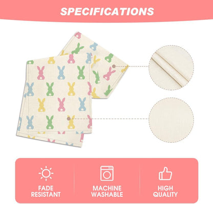 Green Pink Bunny Rabbit Easter Table Runner, Spring Kitchen Dining Table Decoration for Home Party Decor V1258-DP02-B-1583