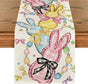 Floral Bow Bunny Rabbits Eggs Easter Table Runner, Seasonal Spring Kitchen Dining Table Decoration for Home V1258-DP02-B-1585