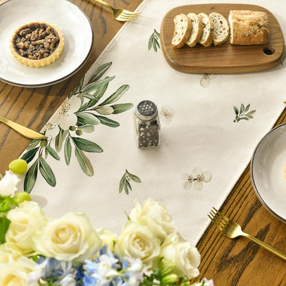 Cross Olive Leaves Spring Table Runner,Seasonal Summer Easter Kitchen Dining Table Decoration for Home Party V1258-DP02-B-1588