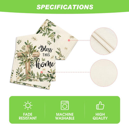 Cross Olive Leaves Spring Table Runner,Seasonal Summer Easter Kitchen Dining Table Decoration for Home Party V1258-DP02-B-1588
