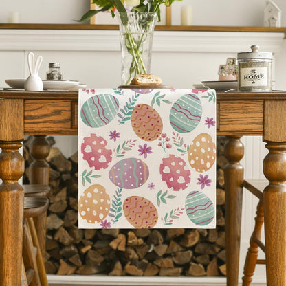 Watercolour Easter Eggs Table Runner, Seasonal Spring Kitchen Dining Table Decoration for Home Party Decor V1258-DP02-B-1589