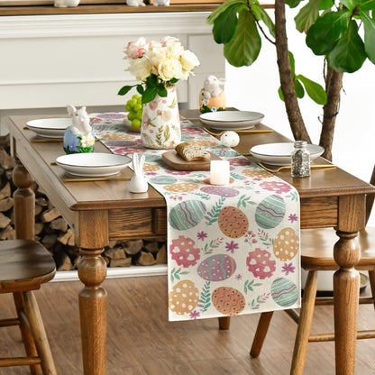 Watercolour Easter Eggs Table Runner, Seasonal Spring Kitchen Dining Table Decoration for Home Party Decor V1258-DP02-B-1589