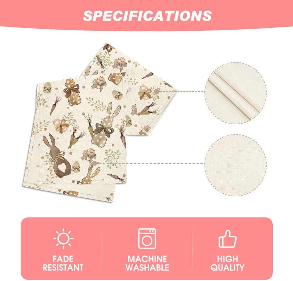 Bunny Rabbit Eucalyptus Eggs Carrots Easter Table Runner, Seasonal Spring Kitchen Dining Table Decoration for V1258-DP02-B-1594