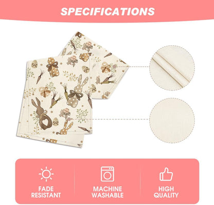 Bunny Rabbit Eucalyptus Eggs Carrots Easter Table Runner, Seasonal Spring Kitchen Dining Table Decoration for V1258-DP02-B-1594