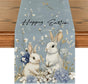 Bunny Rabbit Hydrangea Happy Easter Table Runner, Seasonal Spring Kitchen Dining Table Decoration for Home V1258-DP02-B-1595