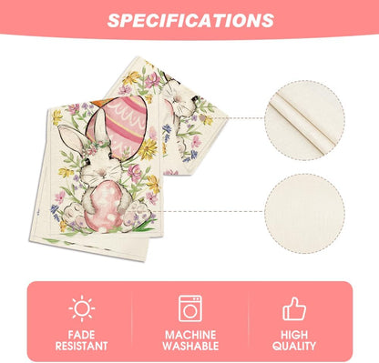 Bunny Rabbit Egg Flower Easter Table Runner, Seasonal Spring Kitchen Dining Table Decoration for Home Party V1258-DP02-B-1605