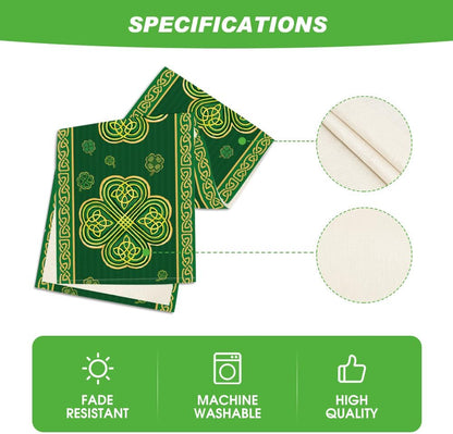 Green Stripes Shamrocks 210 GSM St.Patrick's Day Table Runner, Seasonal Spring Kitchen Dining Table Runner V1258-DP02-B-1606