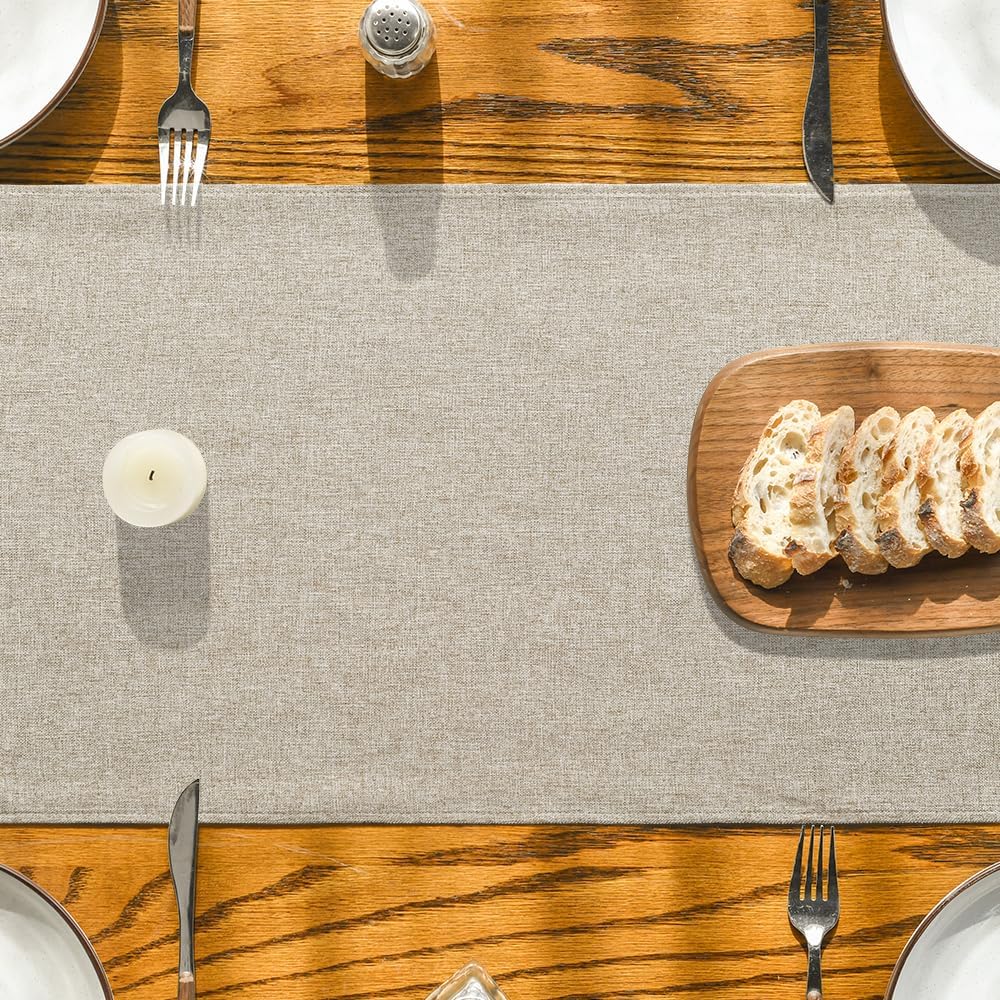 Light Brown Table Runner, Seasonal Fall Washable Kitchen Dining Table Decoration for Home Party Decor 13x72 V1258-DP02-B-1611