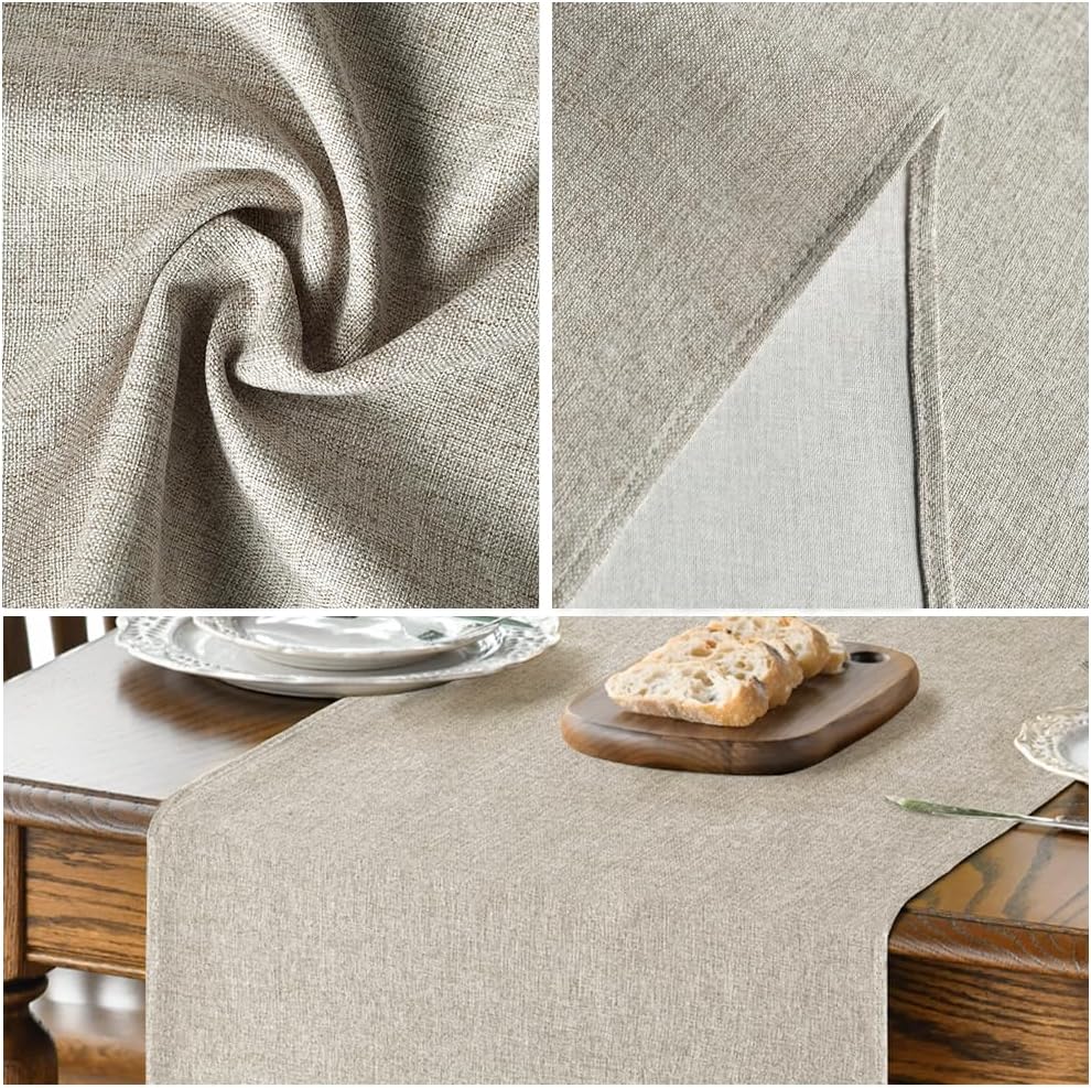 Light Brown Table Runner, Seasonal Fall Washable Kitchen Dining Table Decoration for Home Party Decor 13x72 V1258-DP02-B-1611