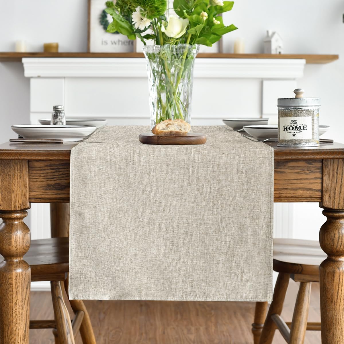 Light Brown Table Runner, Seasonal Fall Washable Kitchen Dining Table Decoration for Home Party Decor 13x72 V1258-DP02-B-1611