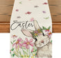 Daisy Bunny Rabbit Easter Table Runner, Seasonal Spring Kitchen Dining Table Decoration for Home Party Decor V1258-DP02-B-1619