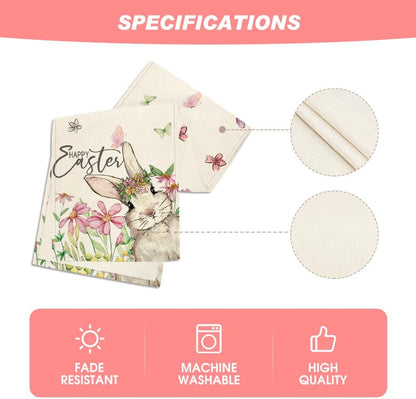 Daisy Bunny Rabbit Easter Table Runner, Seasonal Spring Kitchen Dining Table Decoration for Home Party Decor V1258-DP02-B-1619